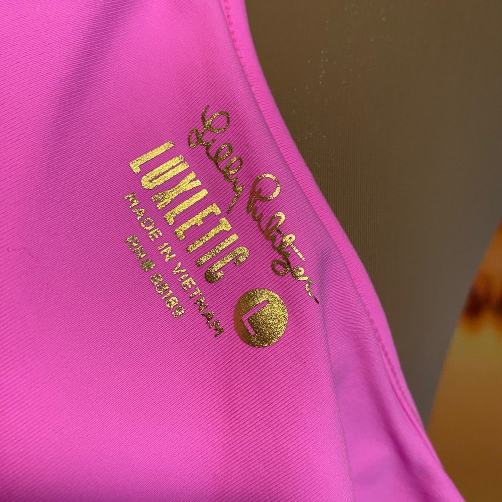 Lilly Pulitzer Tank Top Barbiecore Activewear Women Luxletic Large Pink 001230 - Picture 5 of 7